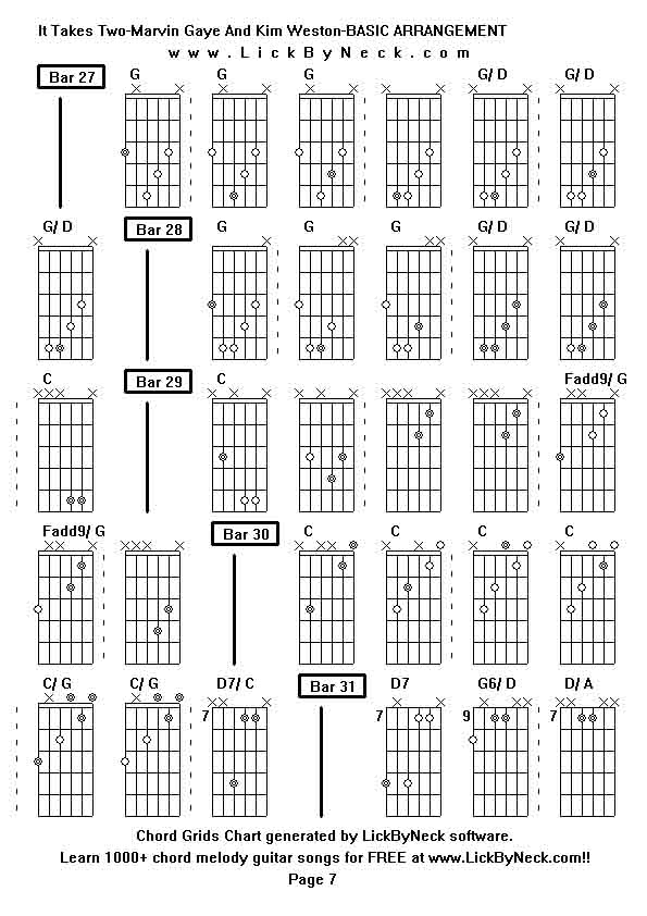 Chord Grids Chart of chord melody fingerstyle guitar song-It Takes Two-Marvin Gaye And Kim Weston-BASIC ARRANGEMENT,generated by LickByNeck software.